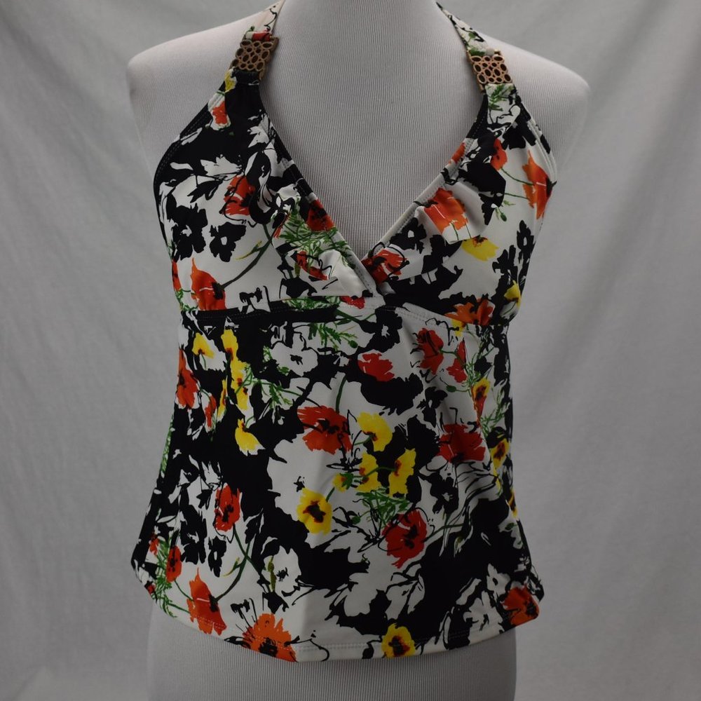 Catalina Womens Size L 12/14 Floral Halter Tankini